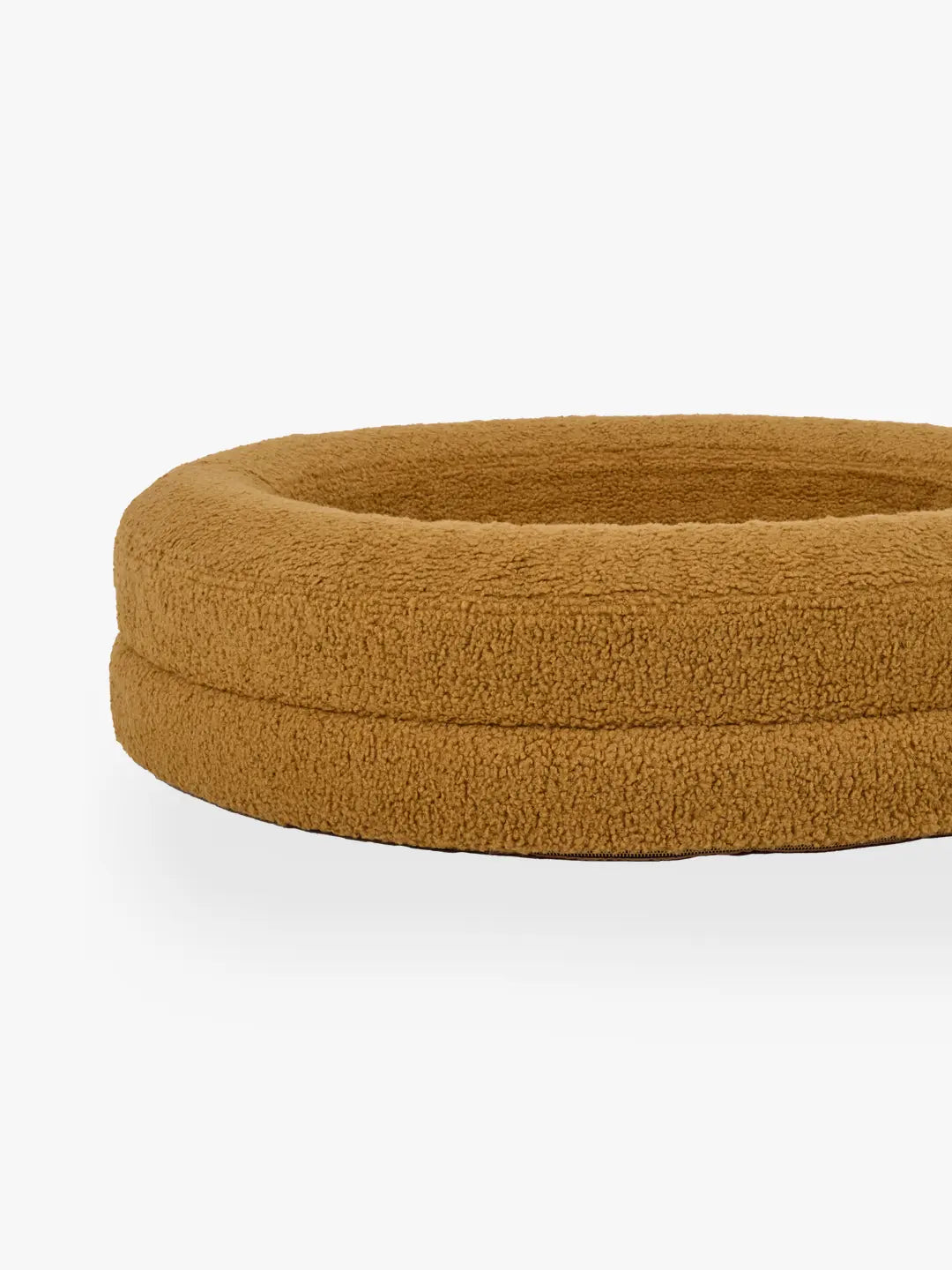 BarneyCurl | Golden luxury dog bed with soft, plush texture designed for comfort and style