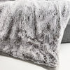 Grey luxury dog bed blanket with soft faux fur texture and